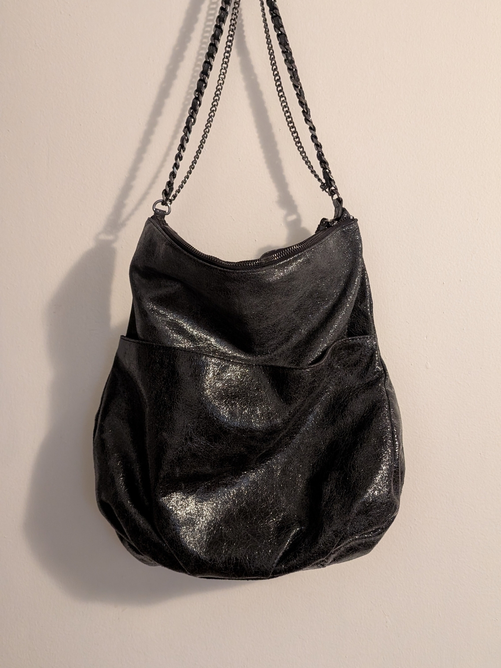 Trouve Black Chain-Handle Shoulder Hobo